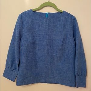 Heritage Laura Bettini Boatneck Blue Top 3/4 Sleeve Blouse Vintage style Top